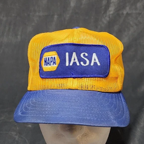 Vintage Napa Full Mesh Trucker Hat Cap Snap Back Yellow Blue Louisville Mfg. USA - Picture 3 of 10